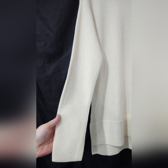 Talbots Mock Neck Sweater Size Small Ivory Pure Merino Wool Scandi Chic Neutral - Picture 3 of 8
